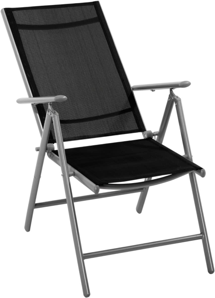 Set van 2 opvouwbare tuinstoelen van aluminium en Texteline met in 7 standen verstelbare rugleuning, zwart, 65 x 55 x 85–105 cm thumbnail 3
