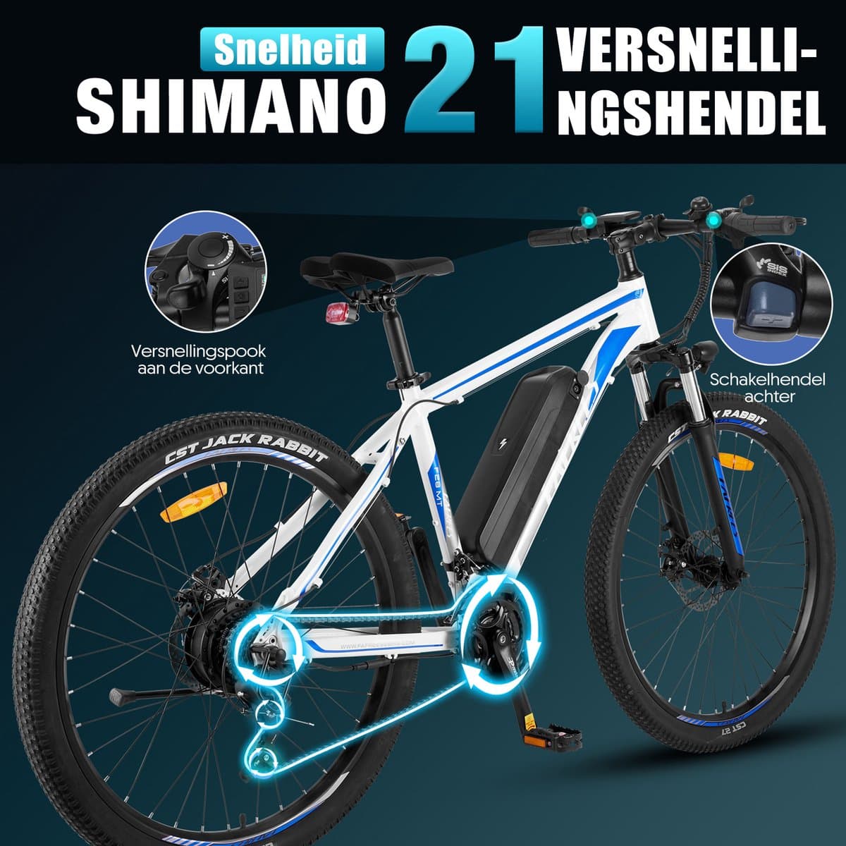 Fafrees F28 MT 27,5 inch Elektrische Fiets - 250W Motor E-bike - 36V 15Ah Verwijderbare Accu - 21 Versnellingsbak - Mechanische Schijfremmen - IPX4 Stadsfiets Trekkingfiets thumbnail 6