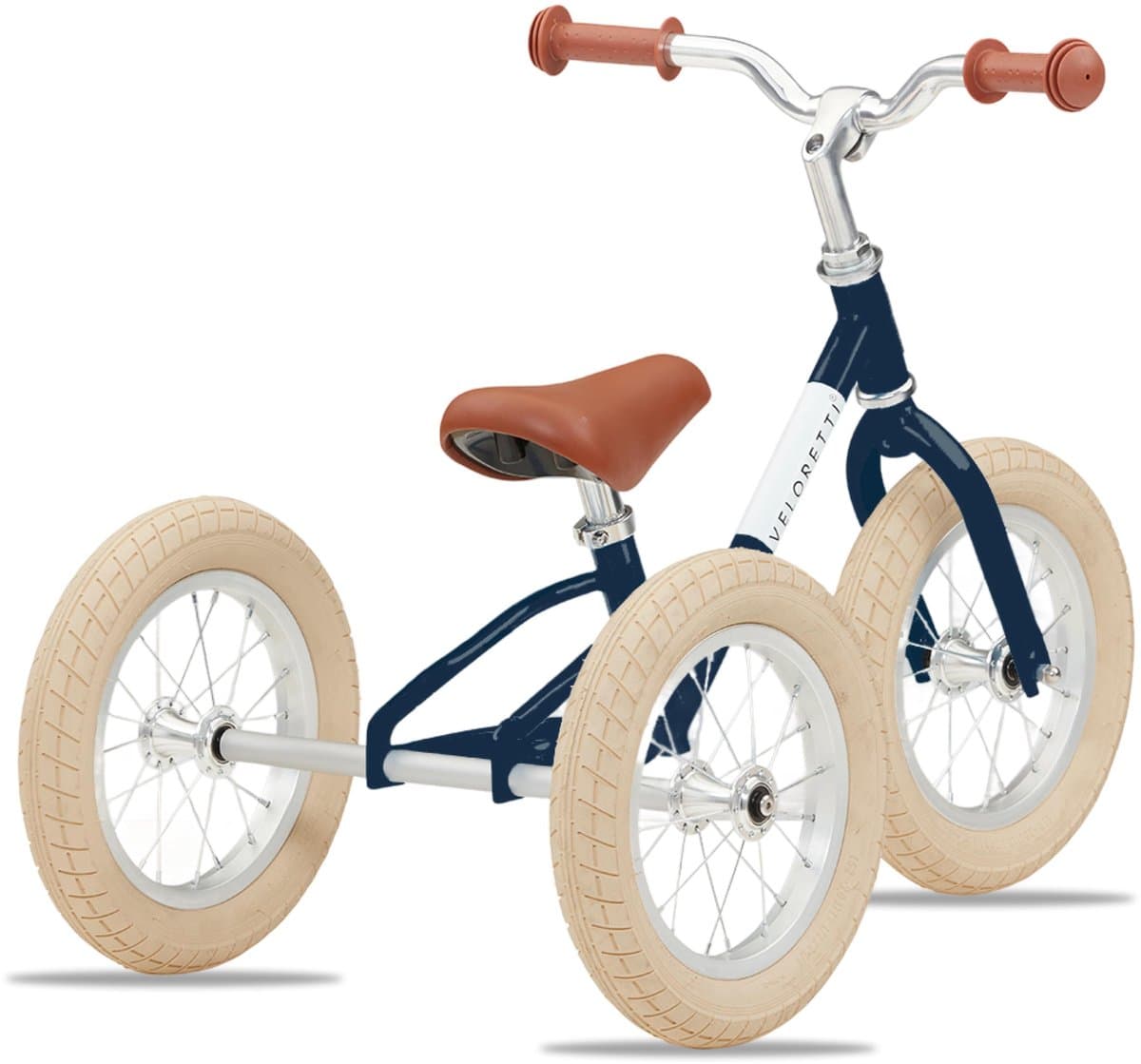 Veloretti Driewieler 2 in 1 Loopfiets met zijwieltjes - 1.5 t/m 4 jaar - 12 inch - Donkerblauw thumbnail 3