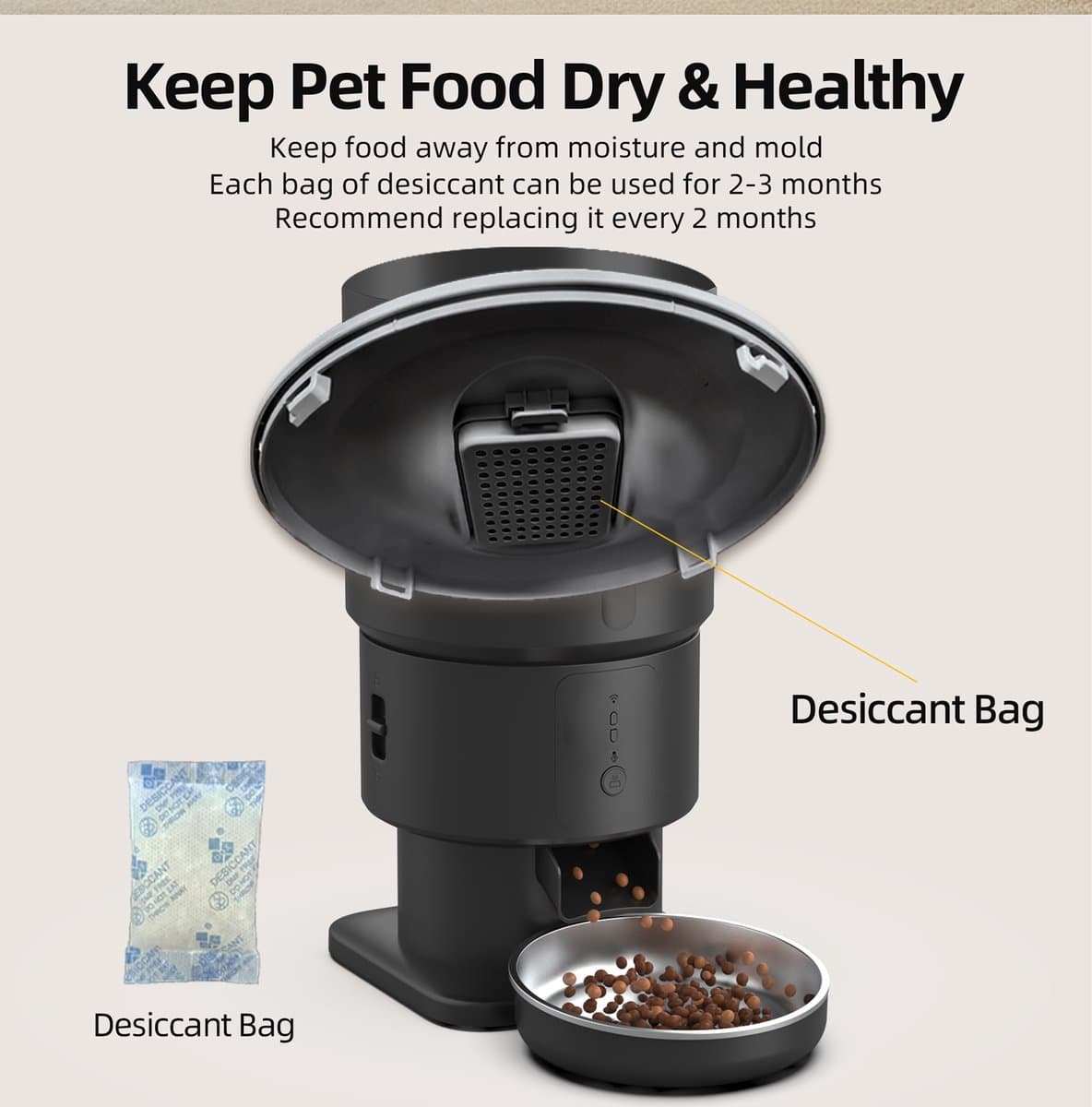 SmartPaw FeedMate - Automatische Voerbak Kat en Hond - 5L Voerdispenser - WiFi & Smart App - Voor Droogvoer - Zwart thumbnail 2