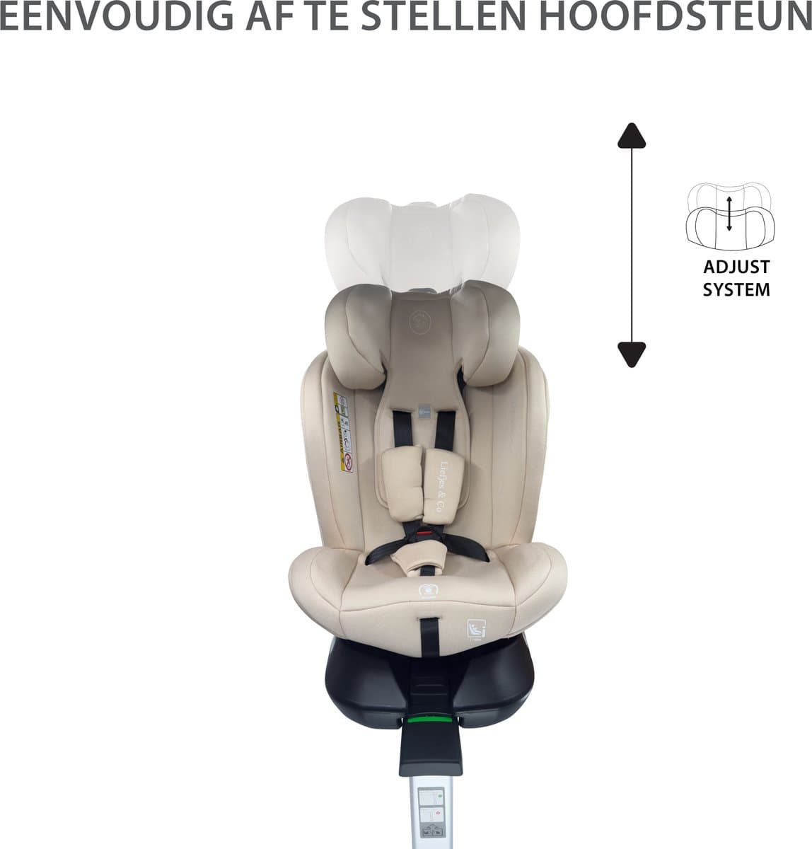 Liefjes & Co Growsafe Autostoel – i-Size 4-in-1 – 360° Draaibaar – ISOFIX & Steunpoot – Groep 0/1/2/3 (40–150 cm) Beige thumbnail 5