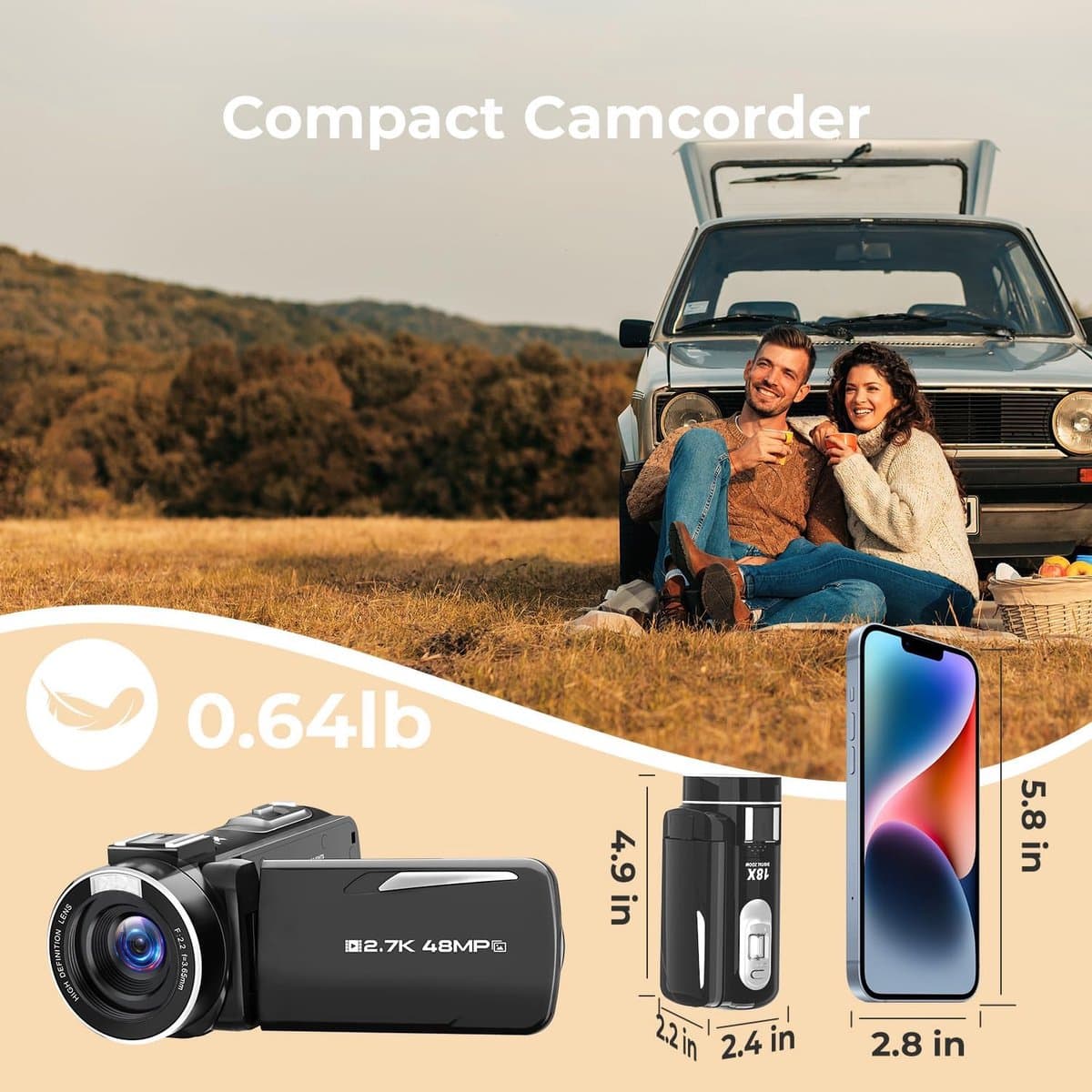 Thijox - 1080P Videocamera met 48MP, 18x Digitale Zoom, LED Vullicht, 3" 270° Draaibaar Scherm - Vlogging Camera voor YouTube incl. 32GB Kaart & Accu thumbnail 7