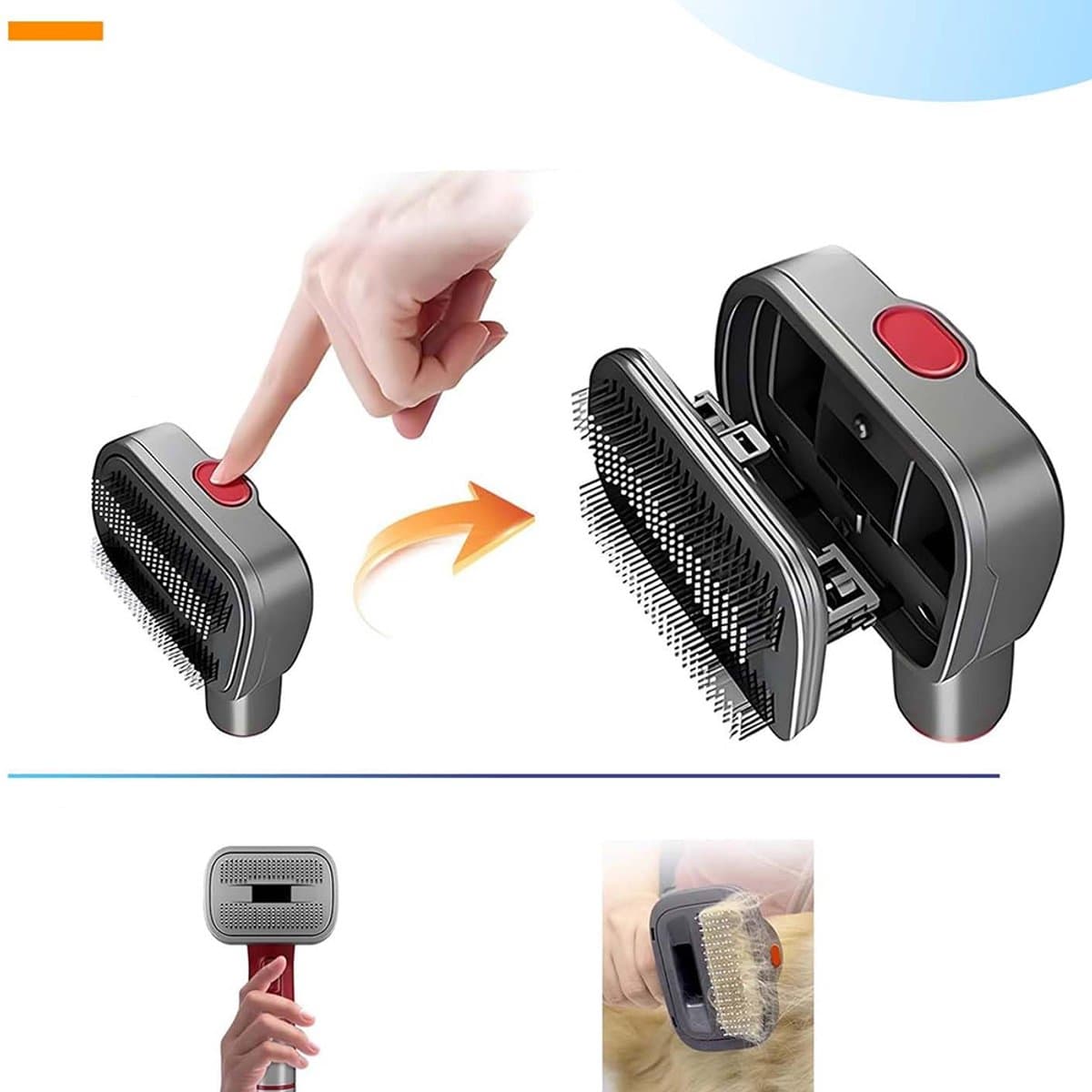 2-in-1 huisdierborstelset voor Dyson V7/V8/V10/V11/V15 – Huisdierborstelset – Voor katten en honden – Huisdierverzorging – Zelfreinigend en zacht – Grijs-rood thumbnail 3