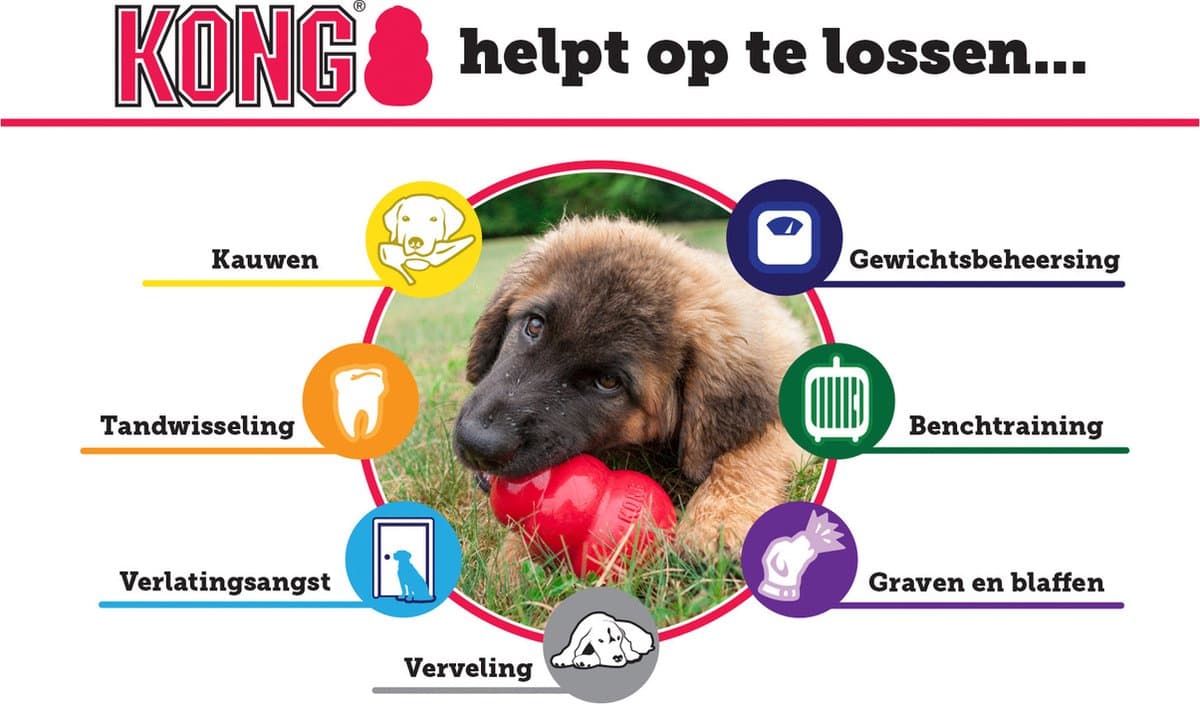 KONG Classic - Snackbal Honden Speelgoed - Rubber - 8.9 cm - Rood - Maat M thumbnail 3