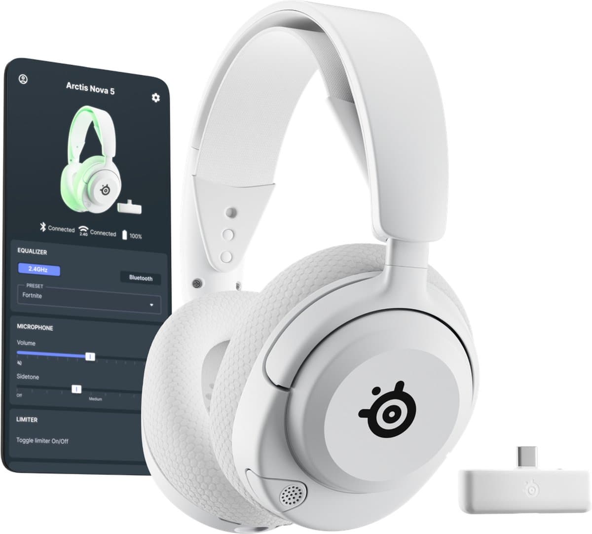 SteelSeries Arctis Nova 5X Wireless - Draadloze Gaming Headset - 60 uur accuduur - Xbox, PlayStation, PC, Switch & Mobiel - Wit thumbnail 2
