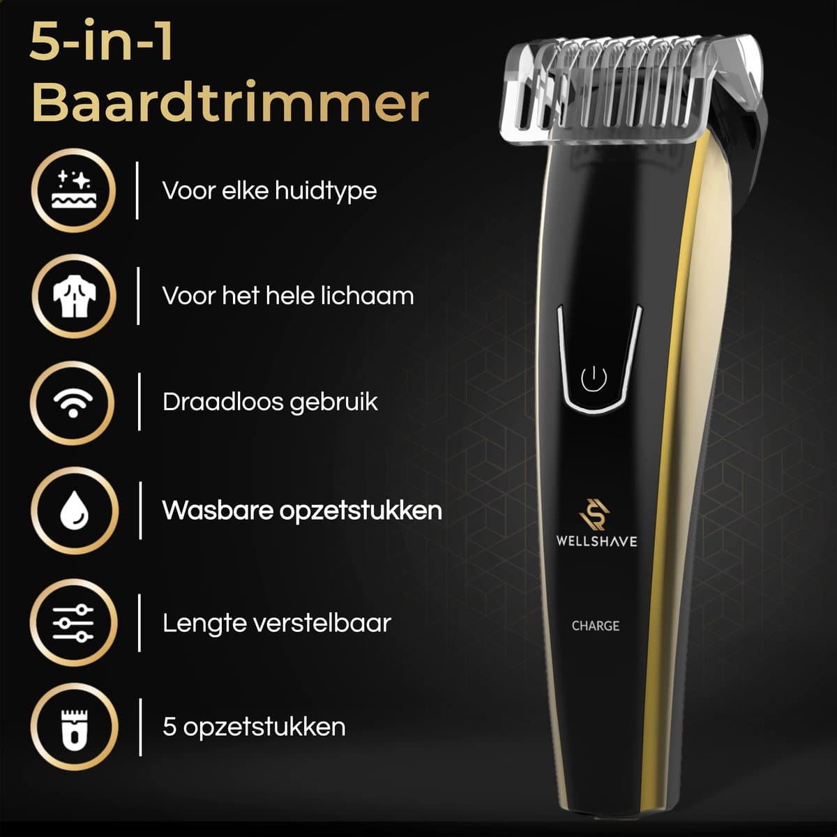 Wellshave 5 in 1 Baardtrimmer Mannen Pro - Trimmer Baard en Lichaam - Vaderdag Cadeau thumbnail 2