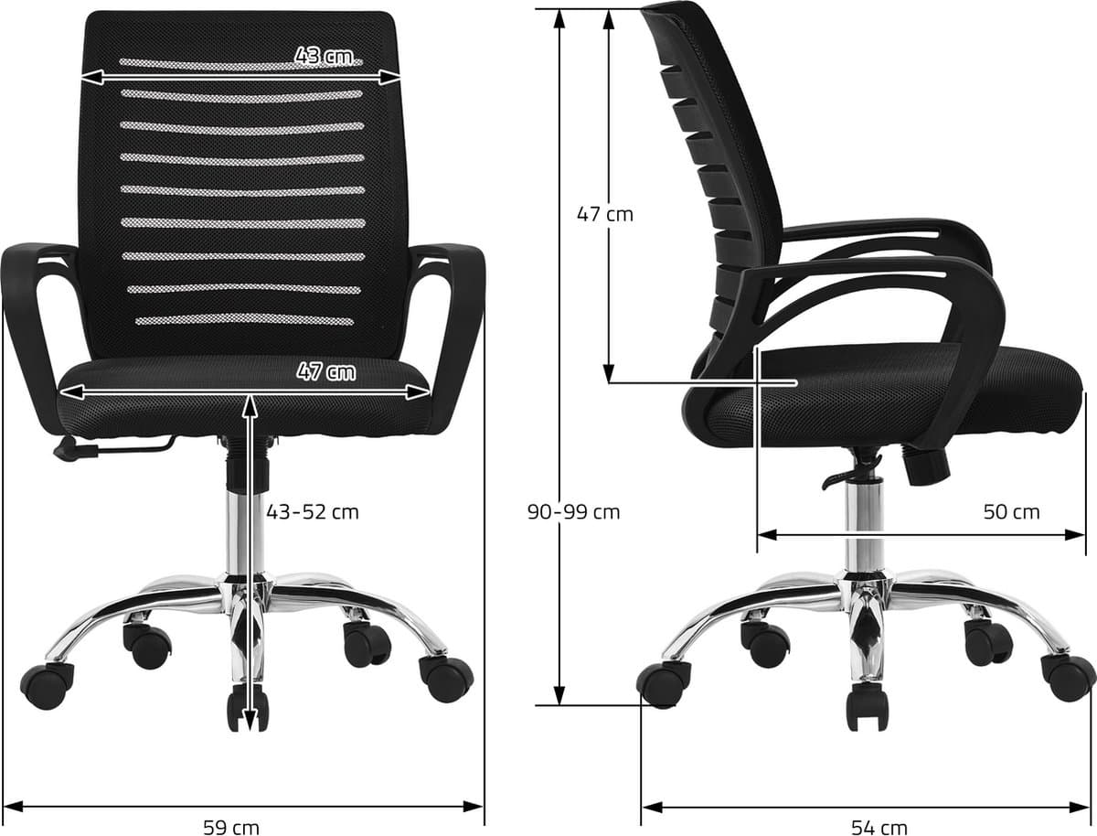 Ergonomische bureaustoel met armleuningen Mesh stof zwart met wielen ML design thumbnail 8