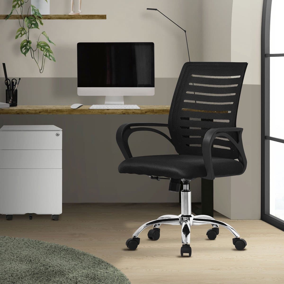 Ergonomische bureaustoel met armleuningen Mesh stof zwart met wielen ML design thumbnail 5