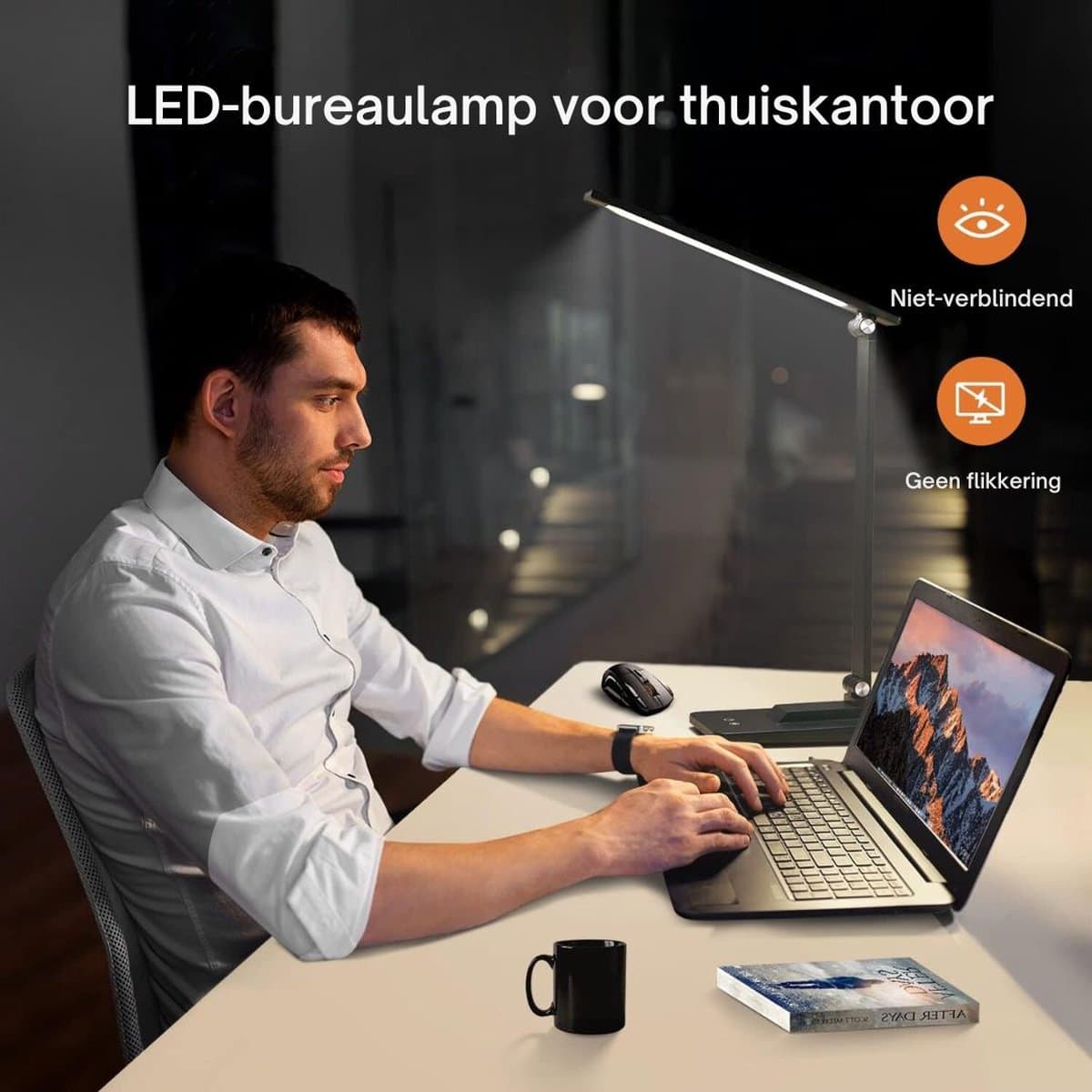 Bureaulamp led dimbaar daglicht - USB oplaadbaar - 15 kleurenfuncties - Daglichtlamp - Touchscreen - Lichttherapielamp - Hobby lamp voor schilderen, puzzelen – UV-Vrij - Tafellamp/lamp staand - Zwart thumbnail 8