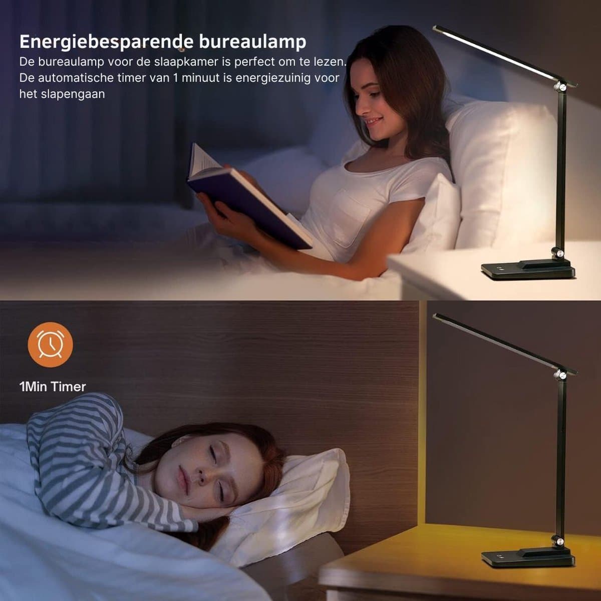 Bureaulamp led dimbaar daglicht - USB oplaadbaar - 15 kleurenfuncties - Daglichtlamp - Touchscreen - Lichttherapielamp - Hobby lamp voor schilderen, puzzelen – UV-Vrij - Tafellamp/lamp staand - Zwart thumbnail 7