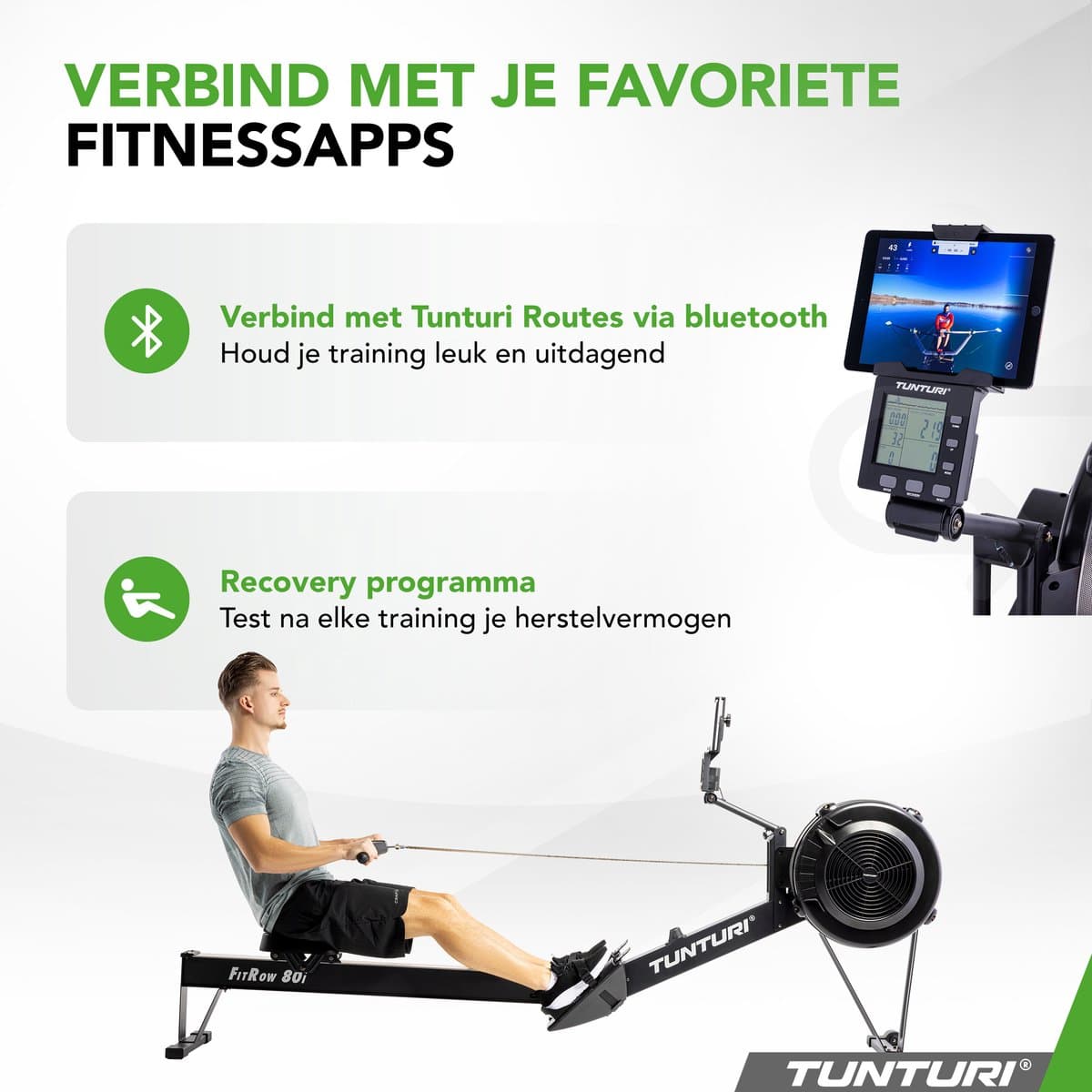 Tunturi Fitrow 80i Roeitrainer - Roeimachine Fitness - Inklapbaar roeiapparaat - 10 Weerstandsniveaus - Luchtweerstand – Bluetooth thumbnail 8