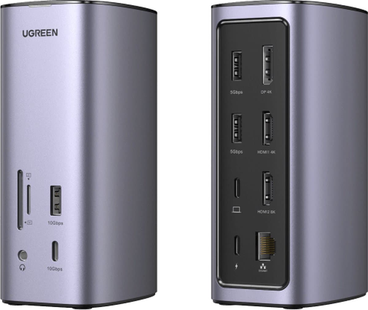 UGREEN 12-in-1 USB C Docking Station voor Windows en MacOS - Triple Display 2HDMI DP 4K@60Hz, 10Gbps Data, 100W PD, Ethernet, Audio, SD/TF voor MacBook en Windows PC