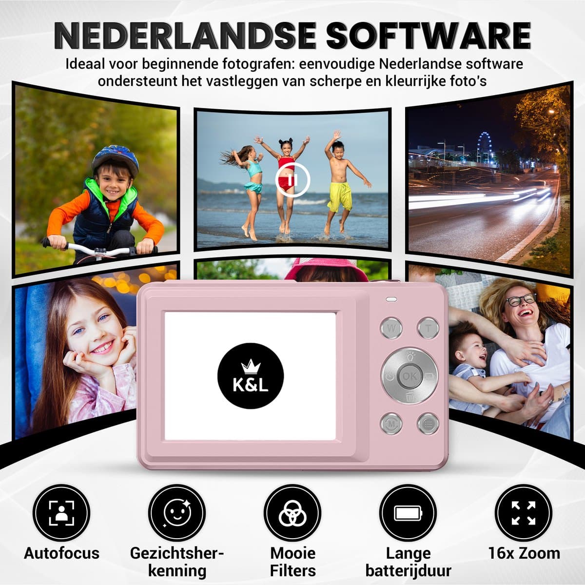 K&L KL-PRO-44-Z roze compactcamera met 32GB thumbnail 7
