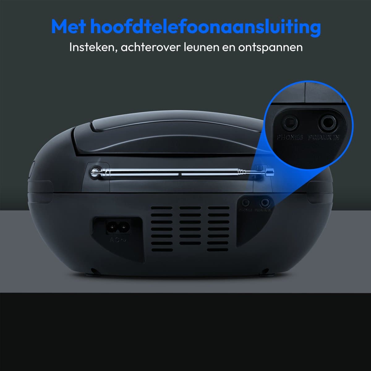MEDION draagbare boombox E65711, CD/MP3-speler, FM, AUX, werkt op batterijen, zwart thumbnail 7