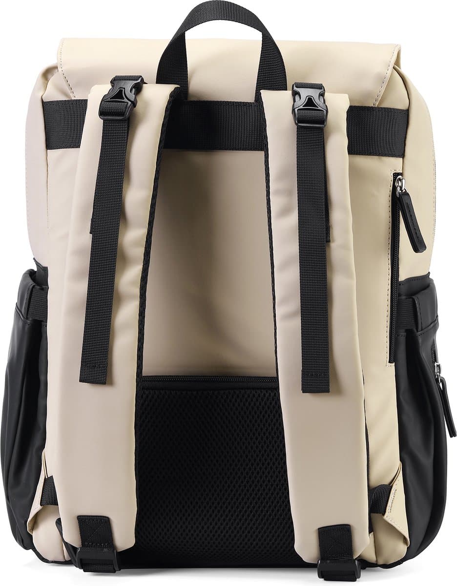 Brisby slijtvaste Luiertas – verzorgingstas - Two Tone Creme en Zwart PU - Inclusief Verschoonmatje - Isoleervakken - Met Geïntegreerde Kinderwagen haken thumbnail 2