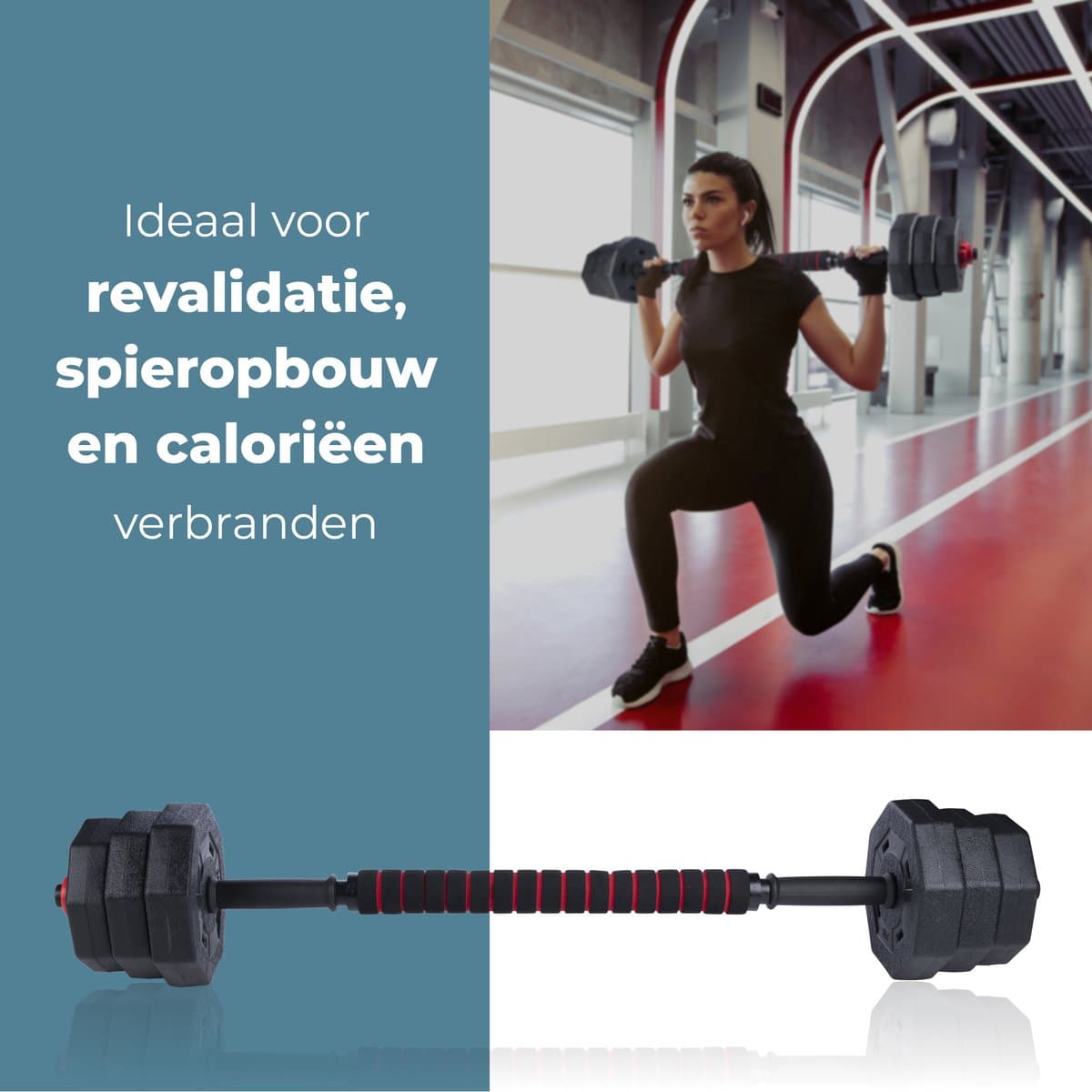 Umbro Gewichten Set met Dumbells – Dumbbell Set incl. Barbell- en Halterstang – Halterset Max. 20KG – Gewichten Schijven 1.25KG, 1.5KG en 2KG – Fitness Accessoires Krachttraining thumbnail 4