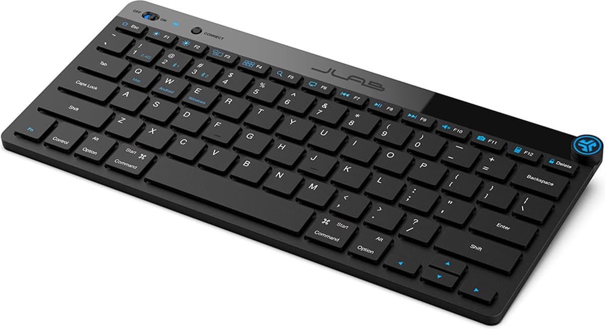 JLab GO Draadloos Toetsenbord - Bluetooth of USB dongle verbinding - 3 Devices - Stille toetsen - Compact design - Volumeknop - Qwerty thumbnail 6