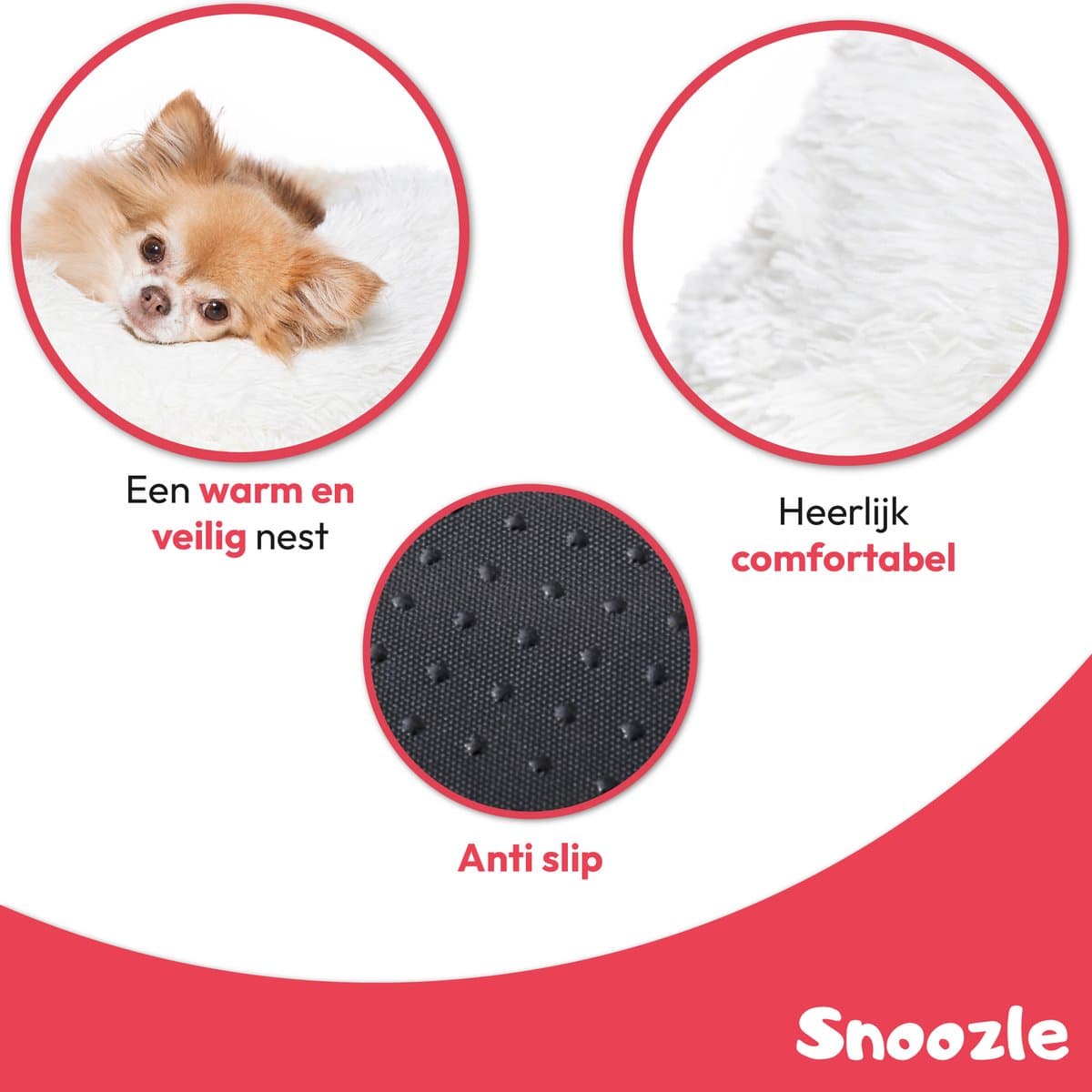 Snoozle Donut Hondenmand L - 70 cm - Fluffy Hondenmand Groot - Ronde Hondenmand Wit - Superzacht Hondenbed Medium - Anti-Stress Hondenkussen thumbnail 3