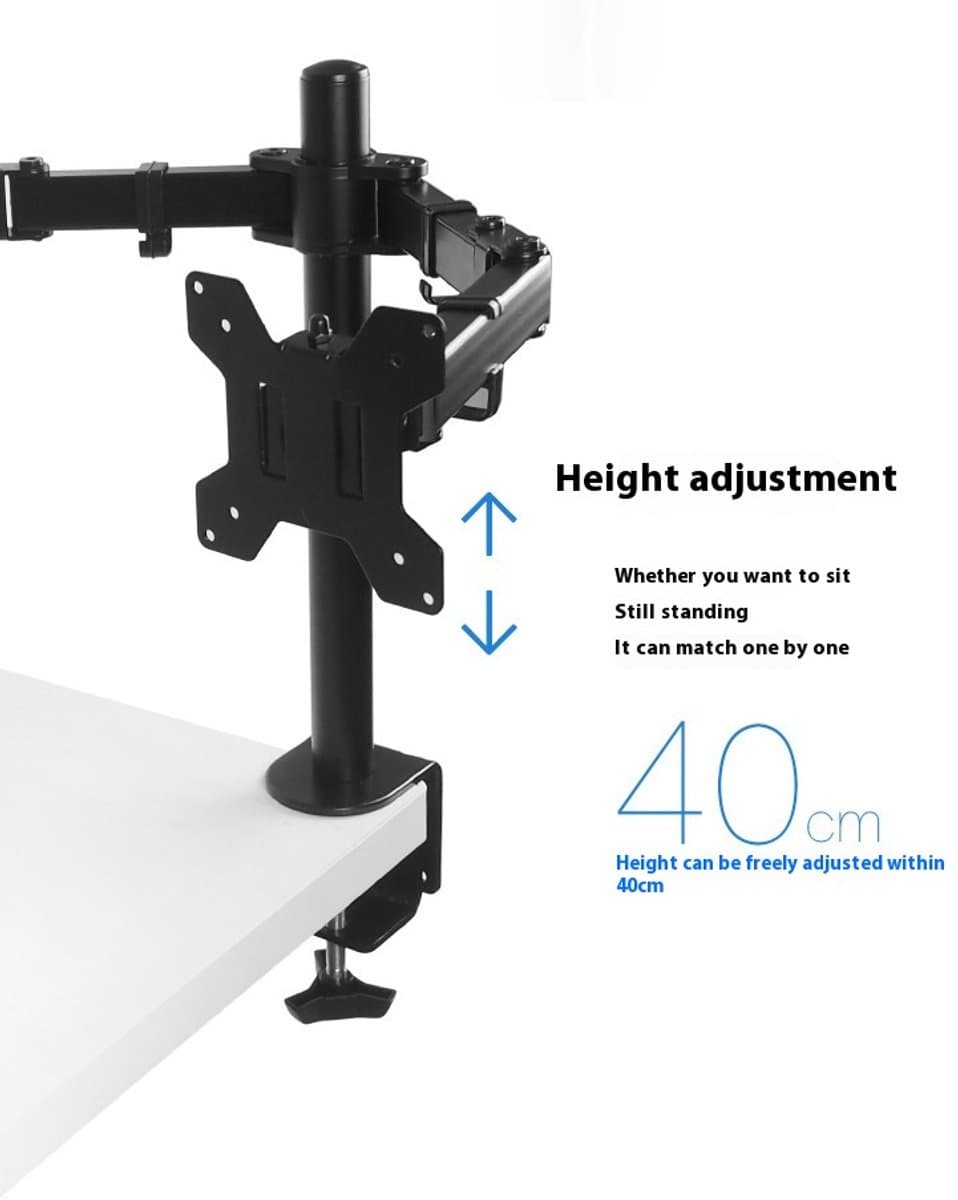 Dubbele Arm Monitorbeugel, 360° draaibaar, Verstelbare Hoogte voor 10-30 Inch Monitoren, Ergonomisch Ontwerp voor Werk en Spellen thumbnail 4