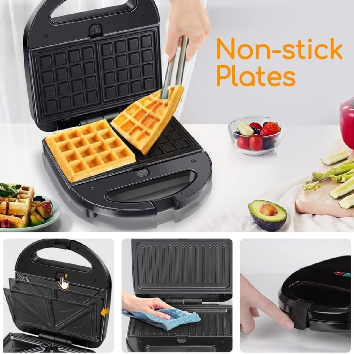 Contactgrill met uitneembare platen - Tosti ijzer - Panini Grill - Grill - Contactgrill - Uitneembare platen - Makkelijk schoon te maken - Grill appartaat - Verschillende progamma's thumbnail 3