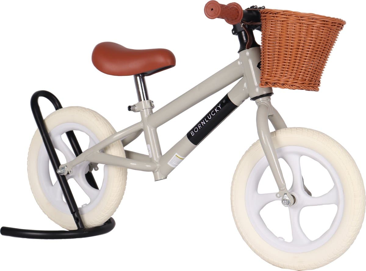 Born Lucky® Loopfiets Met Fietsmand– Vanaf 2 jaar – 12 inch massieve banden - Verstelbaar Zadel & Stuur – Olijf Groen thumbnail 4