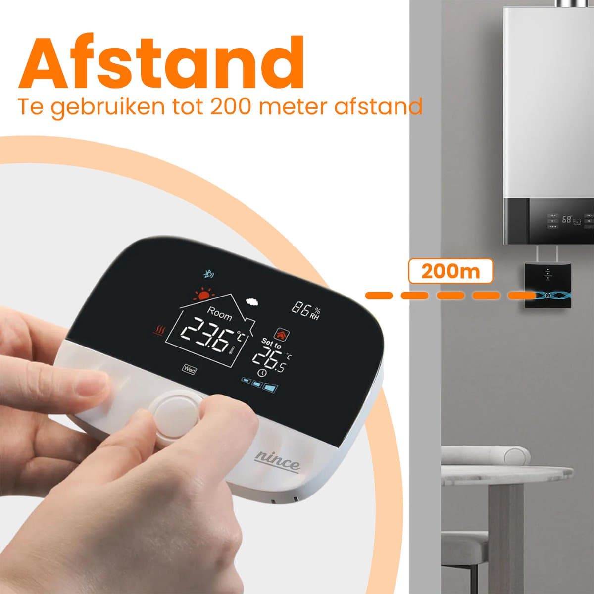 Nince Thermostaat CV ketel - Slimme Thermostaat Voor CV - Digitaal - Handmatig Programmeerbaar - Incl RF module thumbnail 4