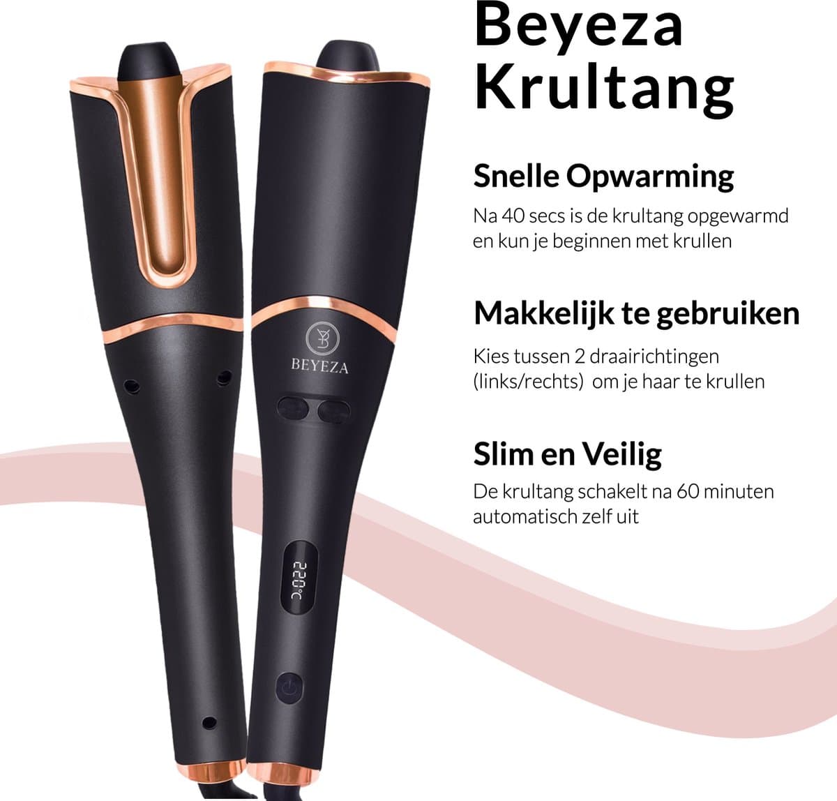 Beyeza Automatische Krultang - 5 in 1 Krultangen - Krulborstel Roterend - Incl. Haarkam, haarklem - Haarkruller Automatisch - Hair Curler - Airstyler thumbnail 3
