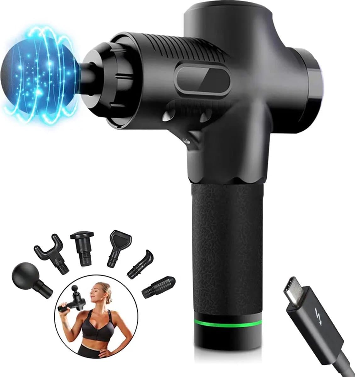 Ryce Massage Gun: 30 standen, 6 opzetstukken, oplaadbaar thumbnail 5