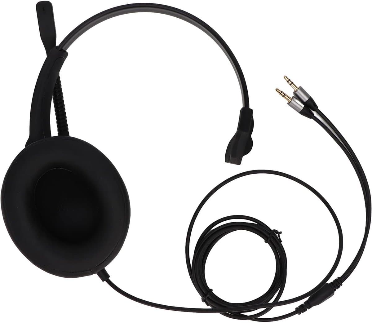 Bedrade Headset - Mono Oortelefoon - Klantenservice Bellen - Ruisonderdrukking HD - Dubbele 3.5mm - Zwart thumbnail 5