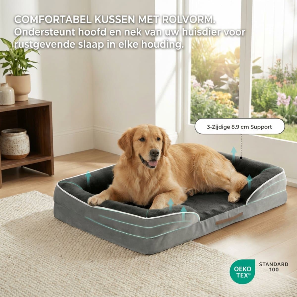 HomeBlend Orthopedische hondenmand 121 x 89 cm - Hondenmand XXL - Voor Extra Grote Honden - Hondenmand Grote Honden - Stevige Hondenmand thumbnail 5