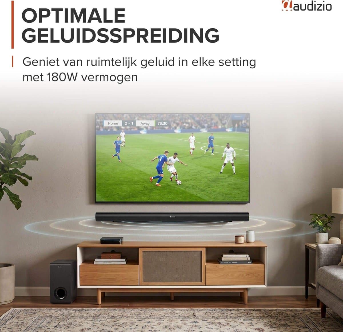 Soundbar - Audizio SB96WS - HDMI-ARC - Bluetooth - 180W - Optisch - Soundbar met draadloze subwoofer thumbnail 2