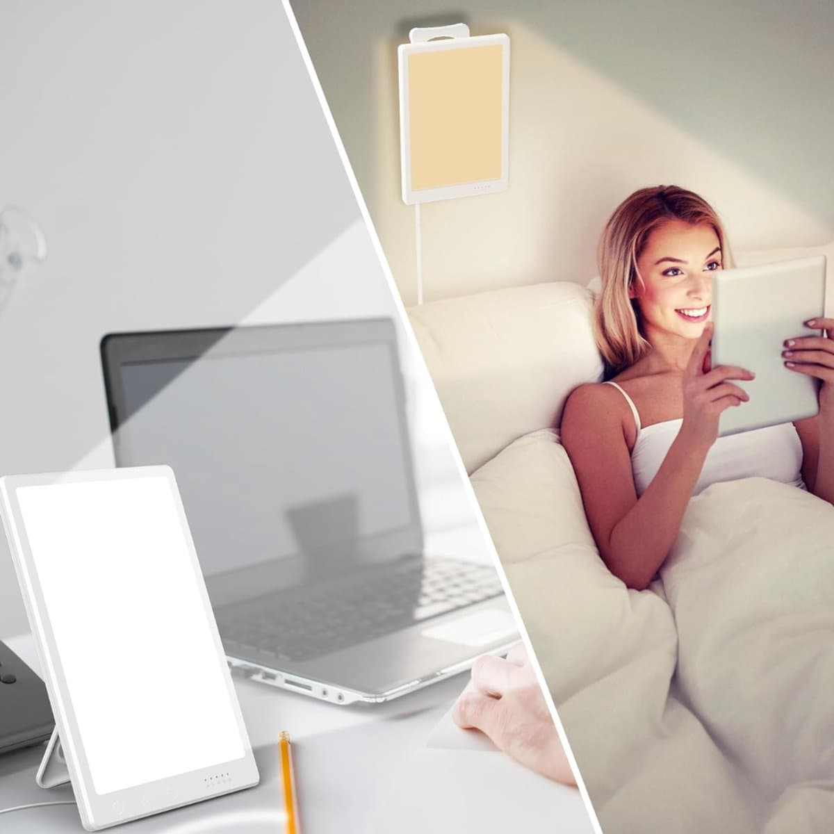 TIM® Bureaulamp led dimbaar daglicht- Wit - USB oplaadbaar - 3 kleurenfuncties - Daglichtlamp - Touchscreen - Lichttherapielamp - Hobby lamp voor schilderen, puzzelen – UV-Vrij - Tafellamp/lamp staand - Wit - 24cm x 21cm x 5cm thumbnail 2