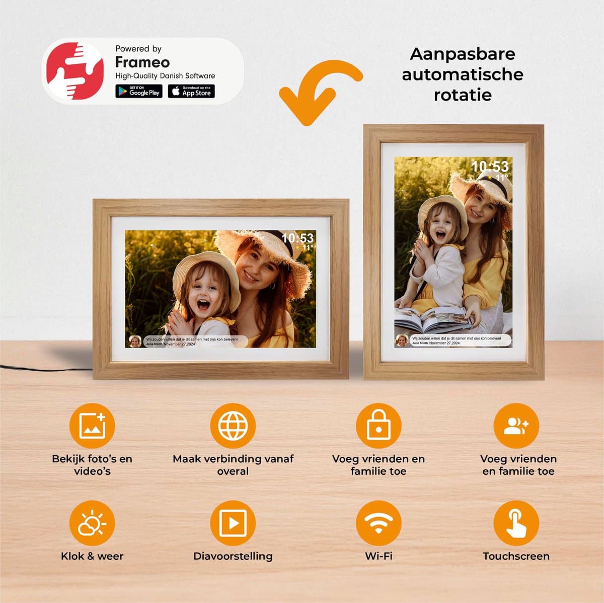 Digitale Fotolijst - Vaderdag cadeau - 10,1 inch - Frameo App - 32GB - Digitale kalender - WiFi - HD IPS Touchscreen - Fotokader - Geweldig cadeau voor Vaderdag om mooie herinneringen te bewaren thumbnail 3