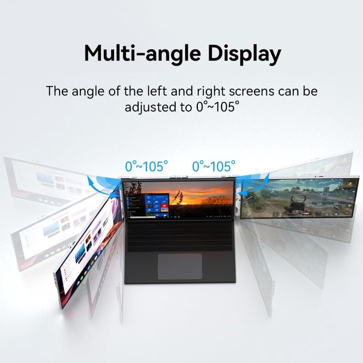 Laptop Scherm Extender - Draagbaar Monitor - Productiviteit Verhoging - IPS Full HD Display - 15 inch - Zilver thumbnail 3