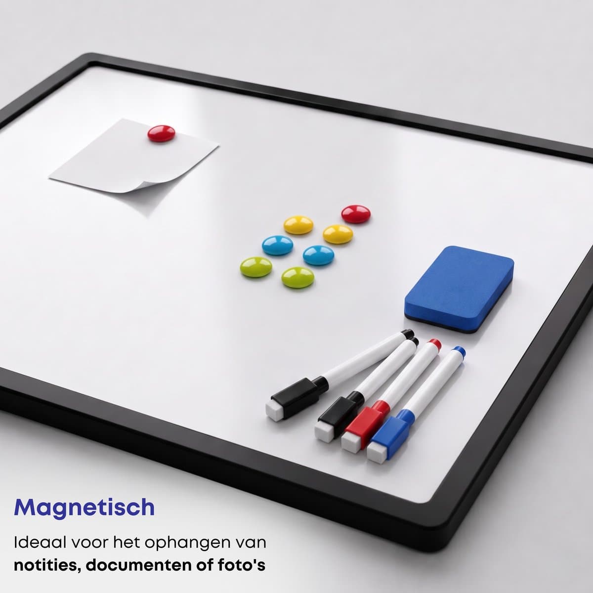 ACAZA Whiteboard - Magnetisch - 30 x 40 cm - Met Statief - Magneetbord - Weekplanner - Inclusief 8 Magneten, 4 Stiften, Wisser en Pennenbakje - Weekplanner Whiteboard - Maandplanner - Memobord thumbnail 6