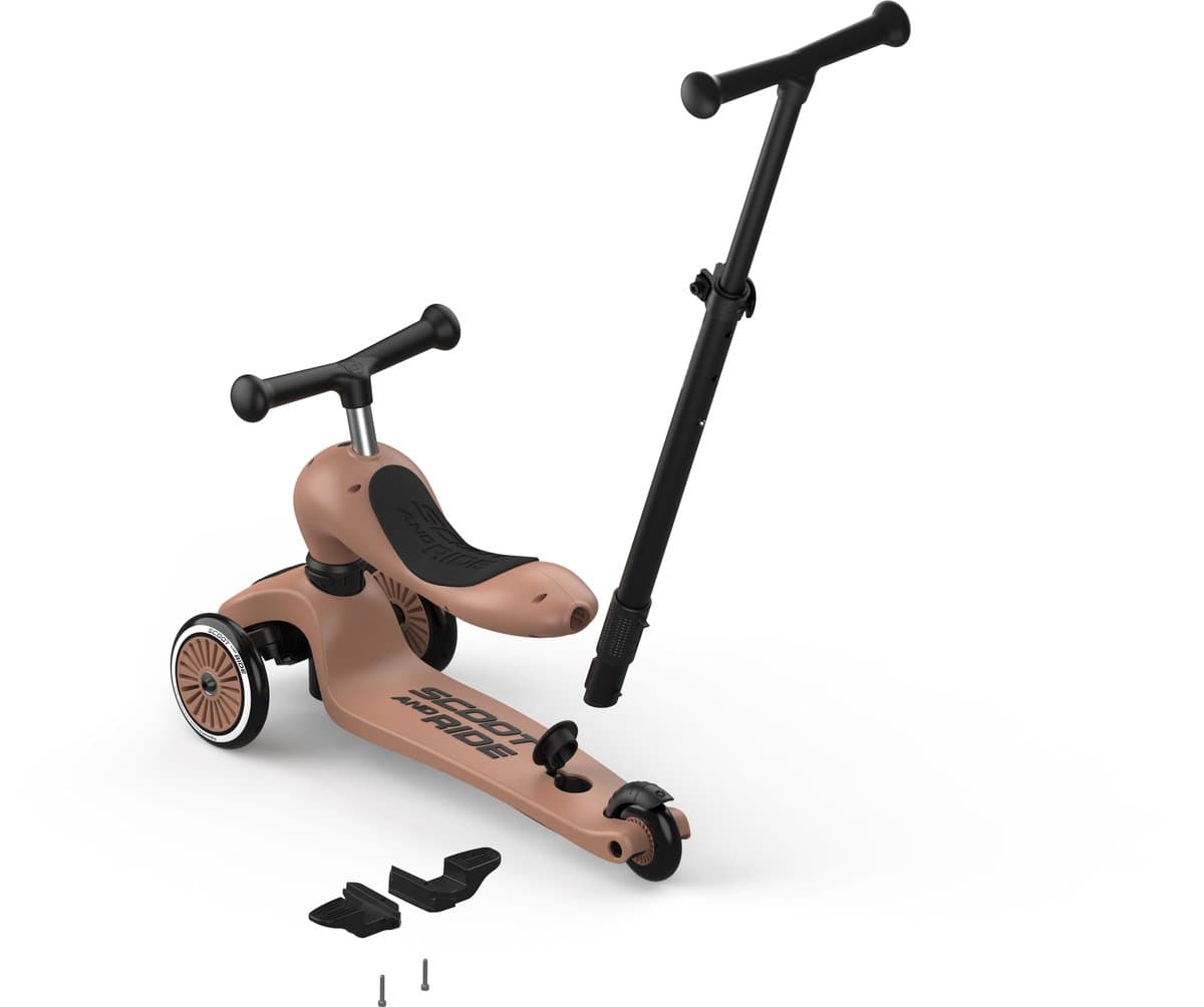 Scoot & Ride Highwaykick 1 Push & Go - 2-in-1 Kinderstep met duwstang - Step & Loopfiets 2-in-1, 3 wielen - Duwstang 3 hoogtes, afneembare voetsteunen - 1-5 jaar, max 20/50 kg - Mocha thumbnail 4