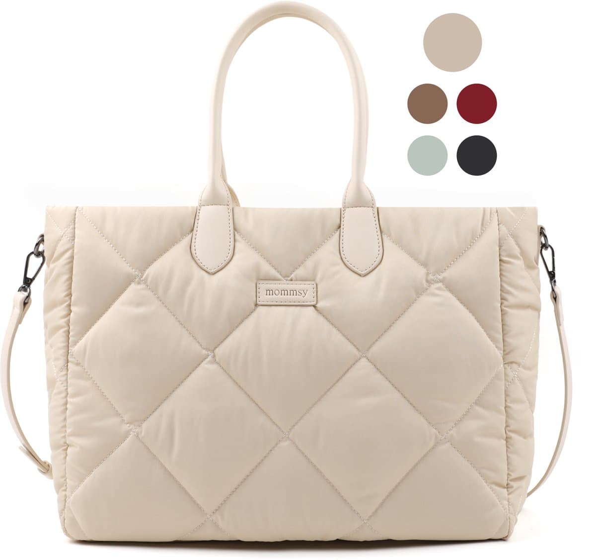 Mommsy Luiertas – Verzorgingstas – Thermo Vak – Gewatteerde Puffer Stof – Extra Ruim – Waterafstotend – Organizer – Lichtgewicht – Beige