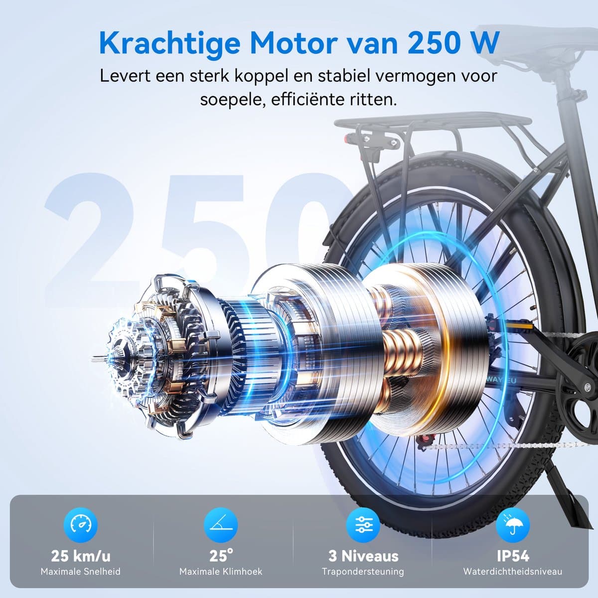 Hitway BK18S: 250W elektrische fiets met 60-100km bereik en app-bediening thumbnail 4