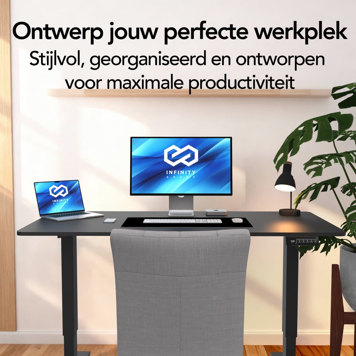Infinity Goods Zit Sta Bureau Elektrisch Verstelbaar - 140 x 60 CM - Geheugenfunctie - Zwart thumbnail 4