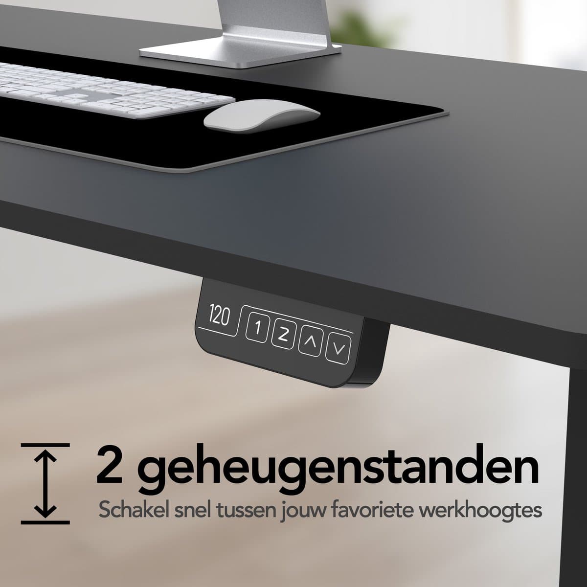 Infinity Goods Zit Sta Bureau - Elektrisch Verstelbaar In Hoogte - 120 x 60 CM - Geheugenfunctie - Zwart thumbnail 5