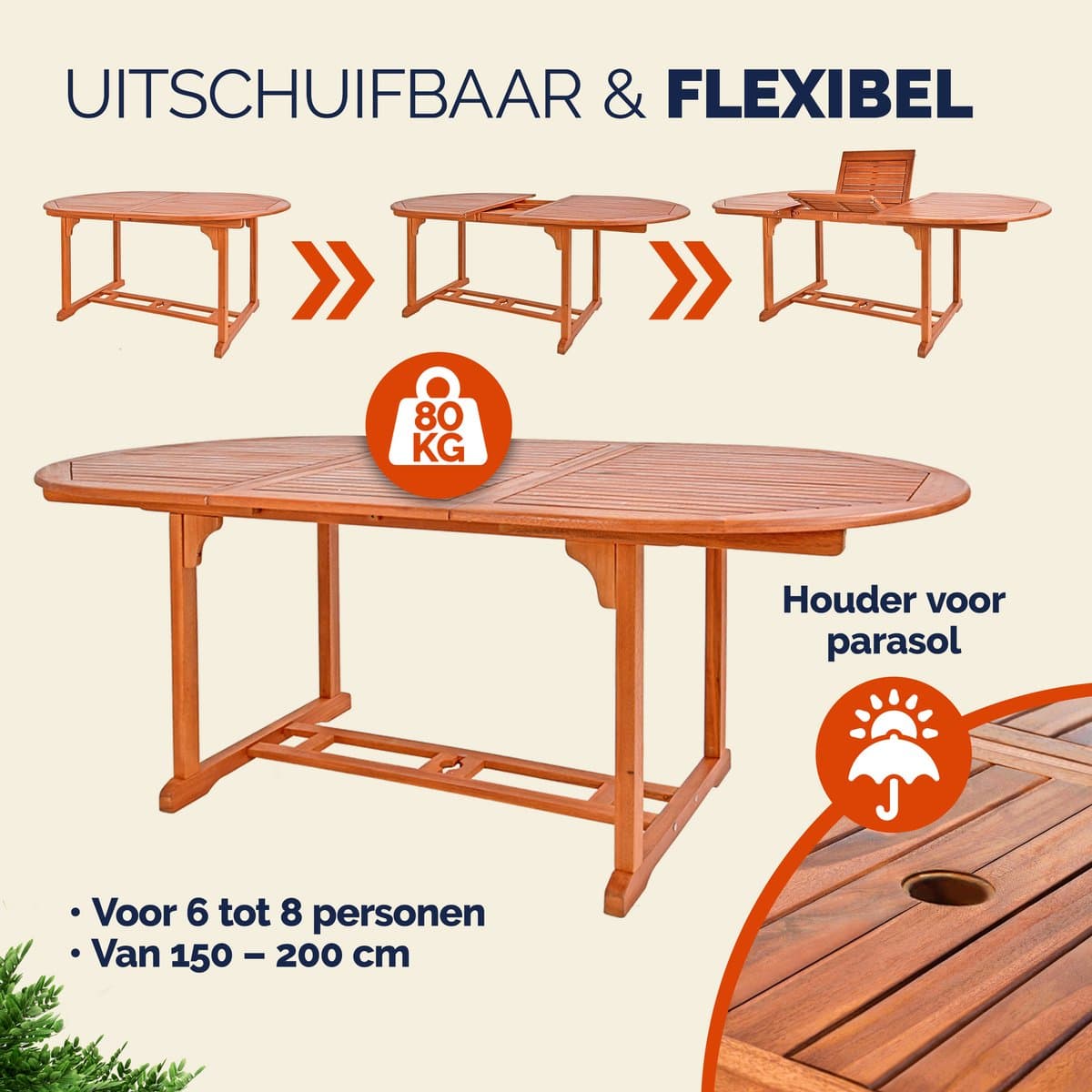 Casaria Tuintafel - FSC® gecertificeerd Eucalyptus 200x100x74cm - Bruin thumbnail 6