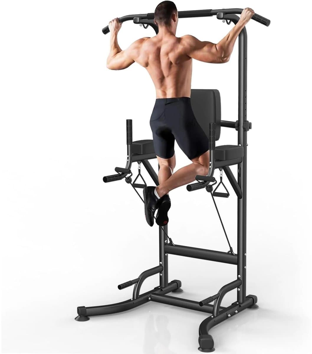 Weelora Pull Up Bar - Pull Up Station - Power Tower - Power Rack - Dip Station - Work Out - Buikspieroefeningen - Multifunctioneel - Krachttraining - Voor Thuisgymnastiek - Kleur Zwart thumbnail 2