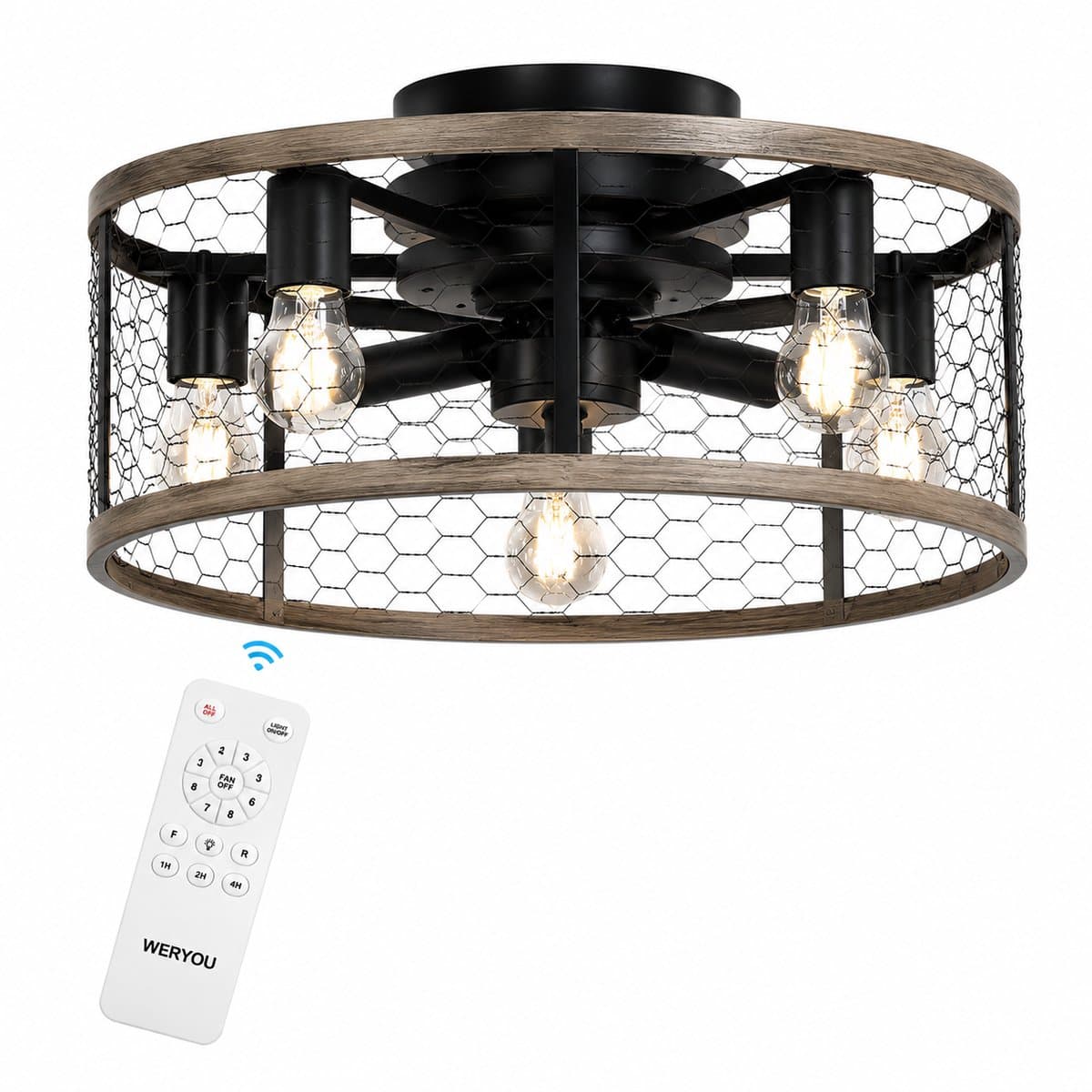 WERYOU® illuminAIR Plafondventilator - Plafonniere - Plafondventilator met Afstandsbediening - Plafondlamp - Plafond ventilator met Verlichting - Ventilator lamp