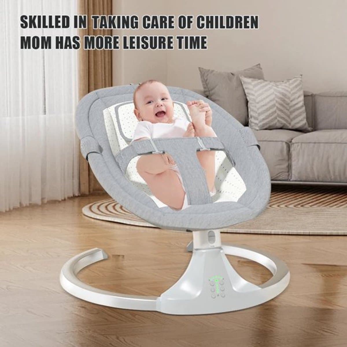 Schommelbedje - Elektrische Luxe Baby Schommelbedje - Babybedje - Wipstoel - Elektrische Schommelstoel - Babyschommel- Baby Swing - Kinderstoel - Automatisch Wiegstoel met Afstandsbediening en 5-Puntsgordel - Bluetooth - Grijs thumbnail 4