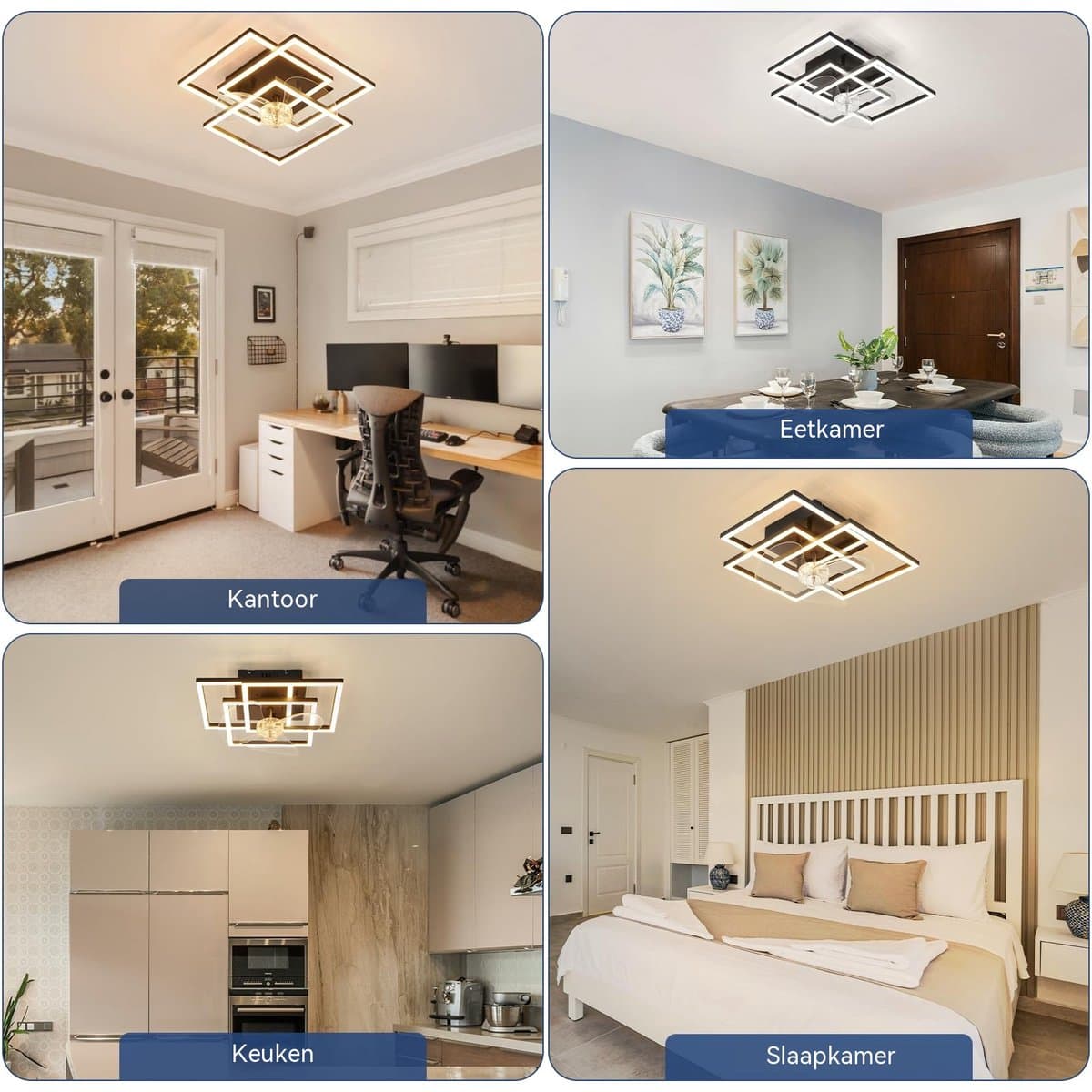 Glitzerlife - Plafond ventilator met verlichting - Modern Dimbaar Led Licht - Stille plafondventilator - 6 Snelheden Omkeerbaar - Nachtlicht Timer Geheugenfunctie - 37 Cm - Zwart thumbnail 3