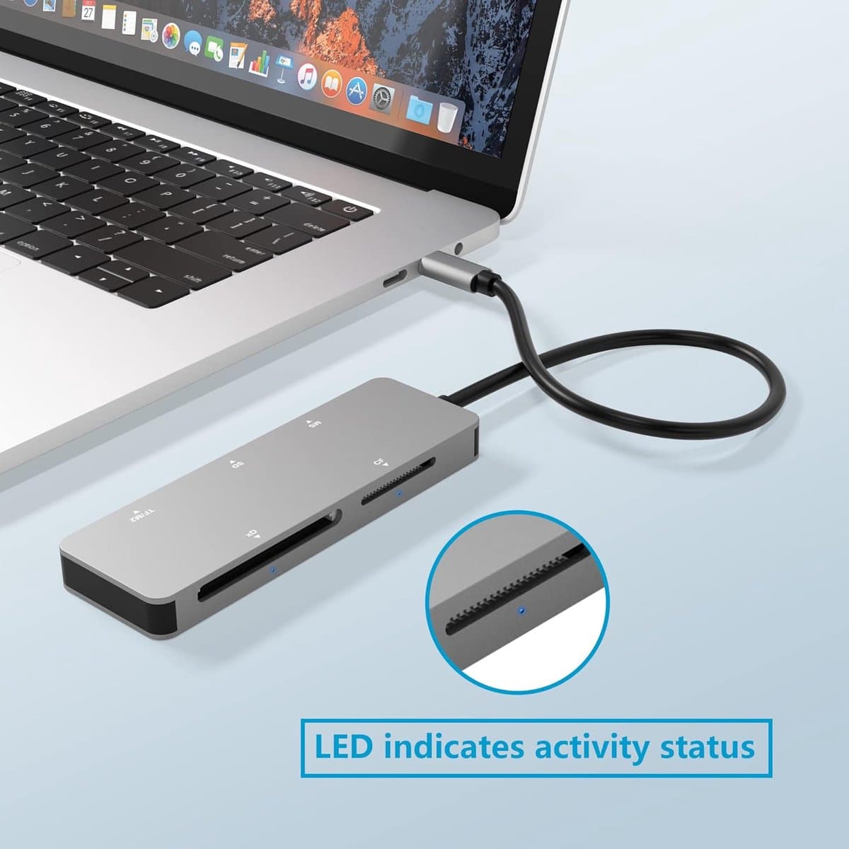 Kaartlezer - Geheugenkaartlezer - Snelle Data Overdracht - 5-in-1 Slot Ontwerp - USB 3.0 - Aluminium thumbnail 3