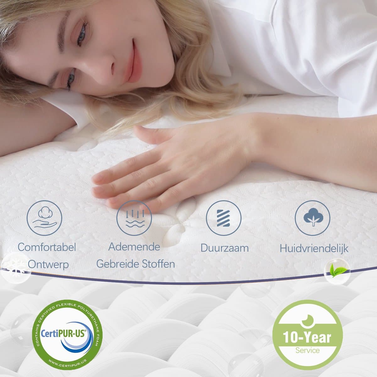 Bednew Hybrid Matras - 160x200 cm - Pocketvering - 30 cm Dik - 7 Zones - Traagschuim - Orthopedische Ondersteuning thumbnail 7