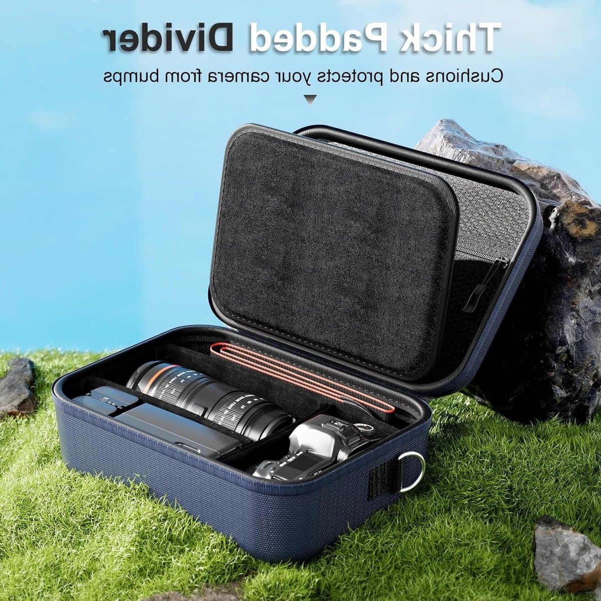 Harde Camera Tas voor Canon, Nikon en Sony - Ideale Reisoplossing voor Digitale Spiegelreflexcamera's en Mirrorless Camera's, Navy Blauw, Groot Formaat thumbnail 4