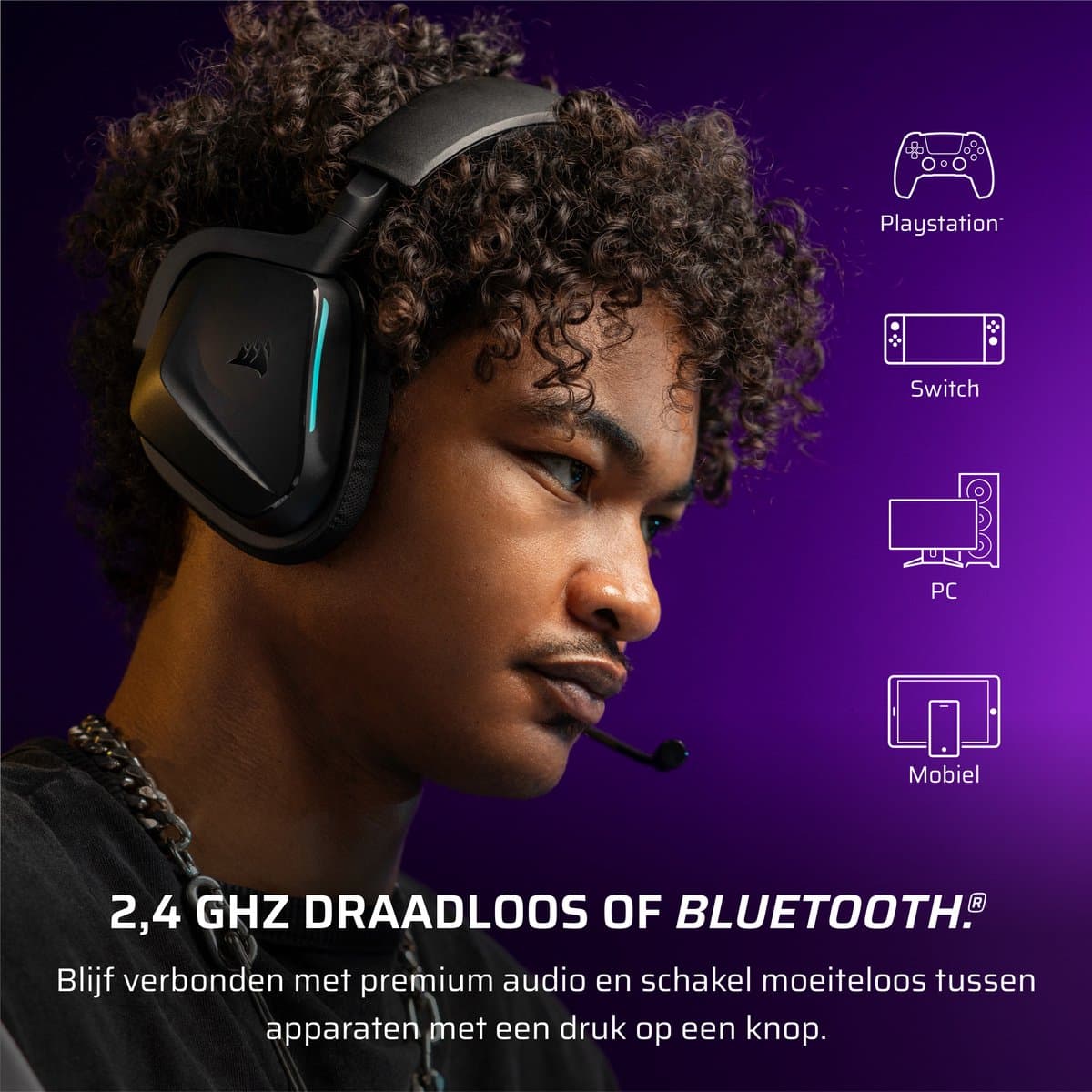 Corsair Void RGB V2 Wireless - Draadloze Gaming Headset - Spatial Audio - Zwart - PC/PS5/PS4/Switch thumbnail 8