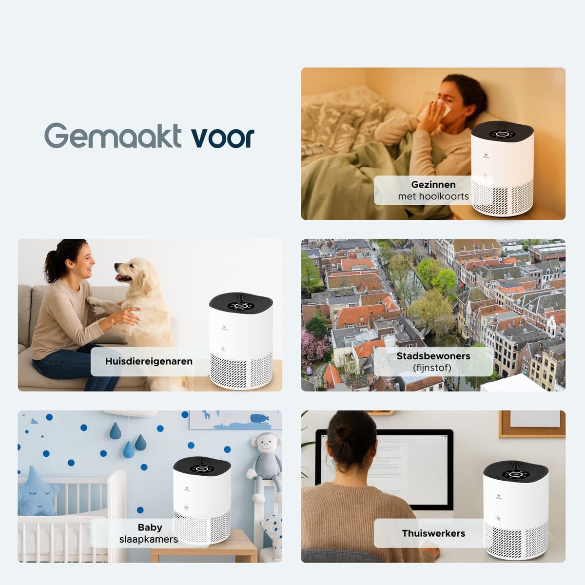Vibrix PureFlow50 Luchtreiniger / Air Purifier – HEPA H13 + koolstoffilter – 350 m³/u – Voor kamers tot ca. 50 m² – Ionisator – App-bediening – Zeer stil met slaapstand – Luchtkwaliteitindicator thumbnail 7